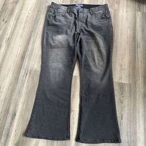 Democracy Ab Solution Wide Leg Gray Black Pull On Elastic Waist Jeans Size 16